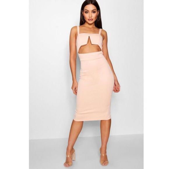 Boohoo Dresses & Skirts - Women's Square Neck Strappy Cut Out Midi Dress